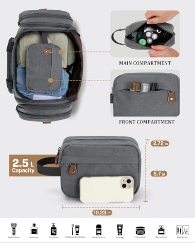 Gonex Canvas Duffle Bag, Expandable 60L Travel Overnight Weekender Bag - color: Grey, size: X-Large-60L (With Toiletry Bag)