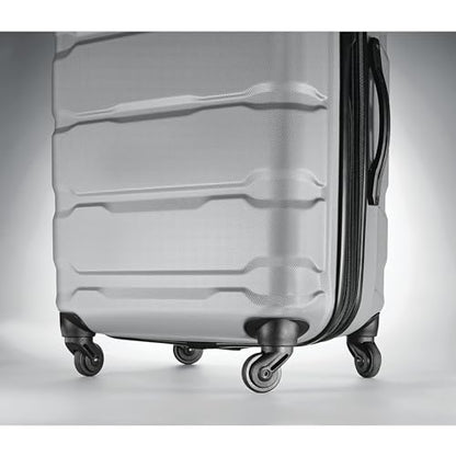 Samsonite Omni PC Hardside Expandable Luggage with Spinner Wheels, Silver, Checked-Medium 24-Inch - color: Silver, size: Checked-Medium 24-Inch