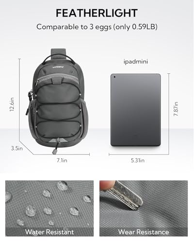 WATERFLY RFID Anti Theft Sling Bag: Small Crossbody Travel Hiking Daypacks - color: B-dark Grey