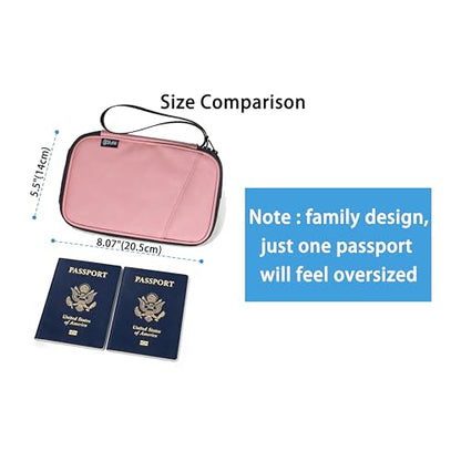 Lagre Family Passport Holder for 4, Pink - color: LAGRE PATTERN PINK