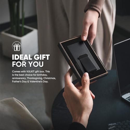 VULKIT 미니멀리스트 신용 카드 홀더 팝업 카드 RFID 보호 슬림 메탈 지갑, Clip Ver 매트 블랙, 원사이즈, 미니멀리스트 - color: Clip Ver 매트 블랙
