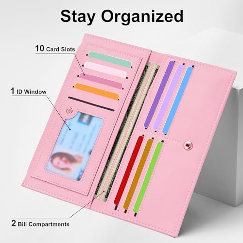 Tipmile Slim Wallet for Women, RFID Blocking Credit Card Holder - color: Blush Pink
