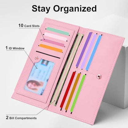 Tipmile Slim Wallet for Women, RFID Blocking Credit Card Holder - color: Blush Pink