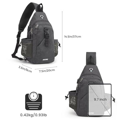 G4Free Canvas Crossbody Sling Bag with RFID Blocking for Women Men - color: Dark Grey