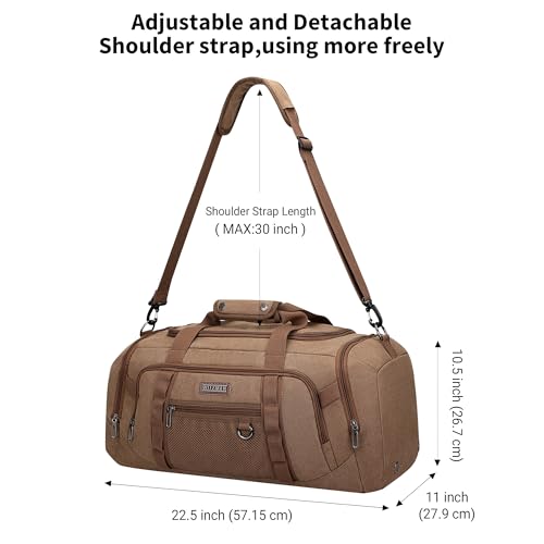 WITZMAN 캔버스 더플 백 남성용 3 in 1 컨버터블 백팩 40L 여행용, 브라운 색상, 빈티지 - color: 브라운 색상, size: 40L Standard