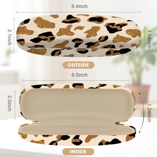 Glasses Case Hard Shell,Portable Protective Eyeglasses Case, Eyeglass Holder Box with Cleaning Cloth, for men women - color: Leopard Print 2