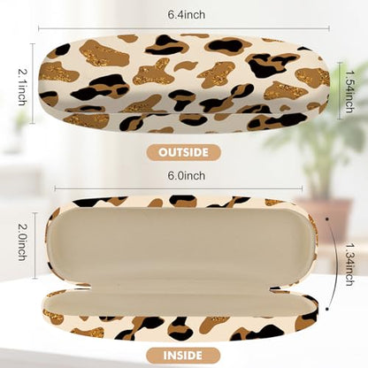 Glasses Case Hard Shell,Portable Protective Eyeglasses Case, Eyeglass Holder Box with Cleaning Cloth, for men women - color: Leopard Print 2