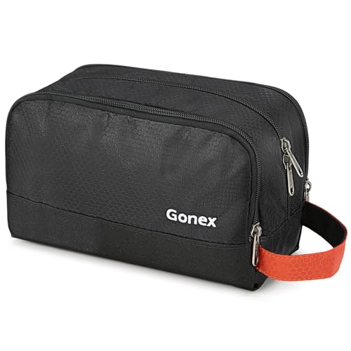 Gonex Travel Toiletry Bag for Men, Water Resistant Dopp Kit for Toiletries - color: Black & Orange