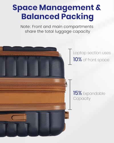 Kono Carry On luggage Airline Approved 20 Inch - color: Apricot Navy, size: Carry-on 20-inch