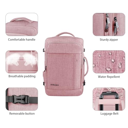 Gieury Carry On Backpack for Women, 50L Travel Backpack Flight Approved - color: Pink, size: 2X-Large(20"x14"x10")