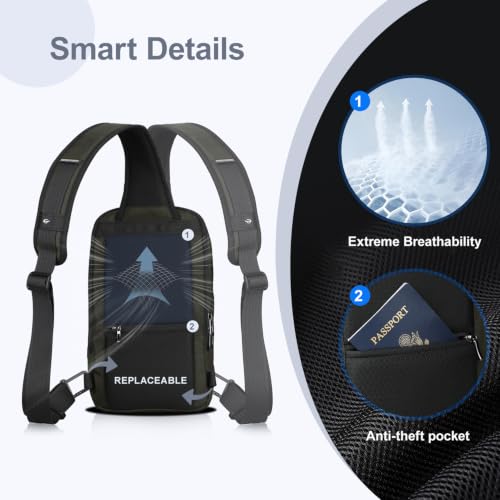 hk Sling Bag for Man, Waterproof Utility Crossbody Bag - color: Green