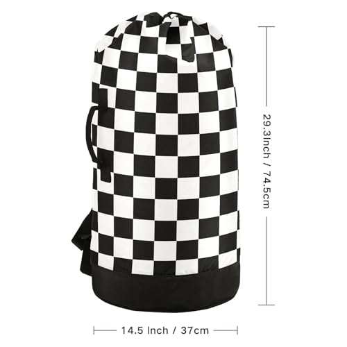 Checkerboard Plaid Laundry Bag Backpack Bags Mesh Wash Laundry Bags Dirty Clothes Organizer for Vacation Road Trip Essentials Dorm - color: Checkerboard Plaid