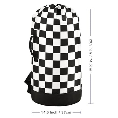 Checkerboard Plaid Laundry Bag Backpack Bags Mesh Wash Laundry Bags Dirty Clothes Organizer for Vacation Road Trip Essentials Dorm - color: Checkerboard Plaid