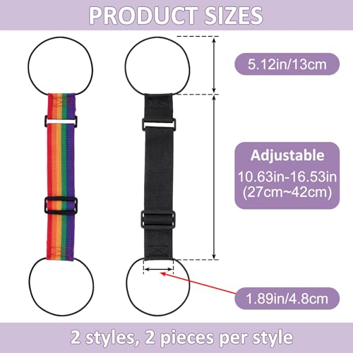 4 Pcs Luggage Connector Straps, Adjustable Luggage Straps for Suitcases - color: Black, Rainbow, 4pcs