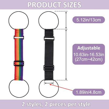 4 Pcs Luggage Connector Straps, Adjustable Luggage Straps for Suitcases - color: Black, Rainbow, 4pcs