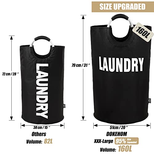 DOKEHOM 160L XX-Large Laundry Basket Bag, Collapsible Tall Hamper, Black - color: Black, size: 160L