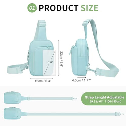 Mini Sling Bag for Men Women Fits for 6.3" Phone, Blue - color: 2 Pocket-blue