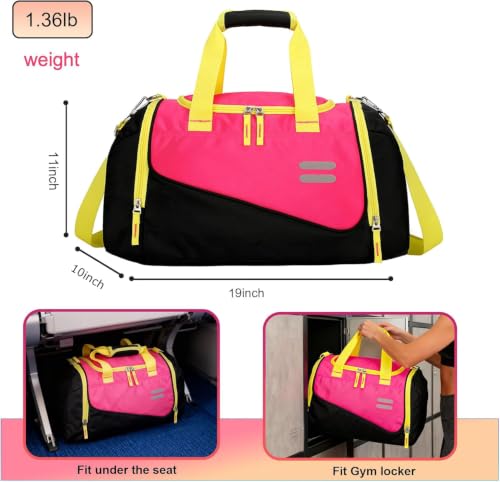 Urbanstand Gym Bag for Men & Women - 30L Duffle Bags with Shoe Compartment - color: Pink Yellow