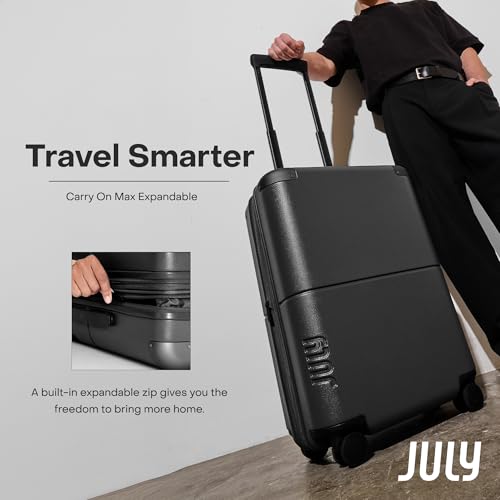 July Carry On Max 확장 가능한 슈트케이스, 항공사 승인, TSA 잠금 장치, 차콜, 여행 - color: 차콜