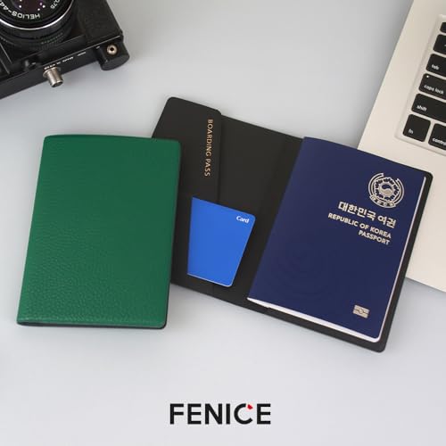 Fenice Classic Passport Cover Holder Wallet Case for Travel Essential RFID Blocking Vegan Leather Waterproof (RED) - color: RED