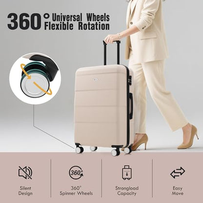 Merax 6 Piece Luggage Set,Hardshell Travel Suitcase Set.Light Pink - color: Light Pink, size: 6 Piece(20/24/28/DB/TB)