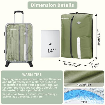 Vacuum Bag for Travel,IPX8 Waterproof Reusable Compression Bags - color: Green, size: 3 PC -With Pump