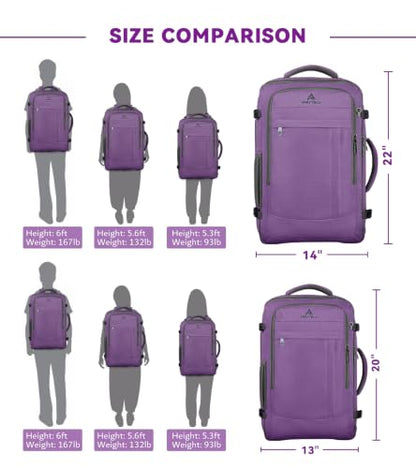 AREYTECO Carry On Backpack Airline Approved, Extra Large Laptop Backpack - color: Purple, size: 17.3 Inch (20''x13''x10'')