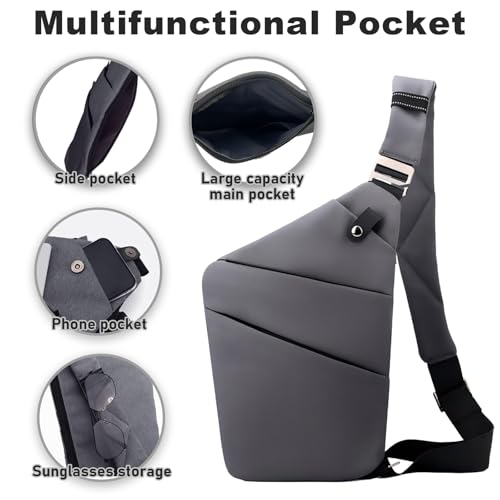 Anti Theft Travel Bag Sling Cross-body Bag Large Capacity - color: Dark Grey, style: Right Shoulder