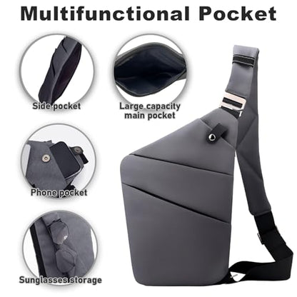 Anti Theft Travel Bag Sling Cross-body Bag Large Capacity - color: Dark Grey, style: Right Shoulder