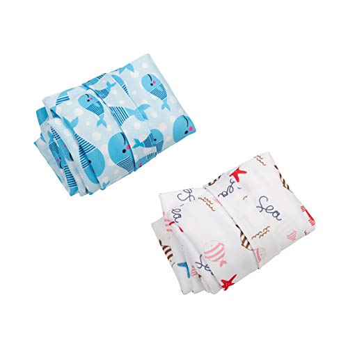 ALVA 2pcs Wet Dry Bags for Diaper Bag Waterproof Reusable with Two Pockets - color: Sea animals