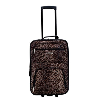 Rockland Fashion Softside Upright Luggage Set, Leopard, 2-Piece (14/19) - color: Leopard, size: 2 Piece (19"/14" Tote)