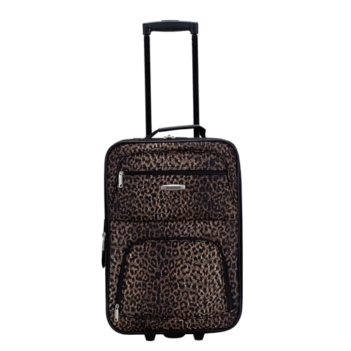 Rockland Fashion Softside Upright Luggage Set, Leopard, 2-Piece (14/19) - color: Leopard, size: 2 Piece (19"/14" Tote)