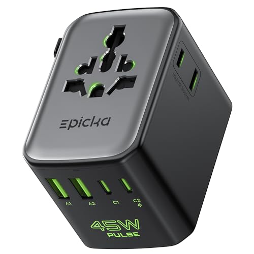 Epicka Pulse Duo 45W Universal Travel Adapter PD/QC 3.0, 2AC/2USB-C/2USB-A - style: Pulse Duo 45W Black