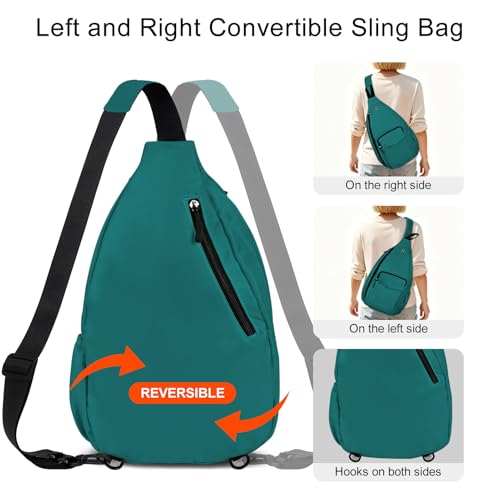Sling Bag for Women Crossbody Chest Bag Convertible from Left to Right, Water Repellent Gym Backpack, Anit Theft - color: Forest Green