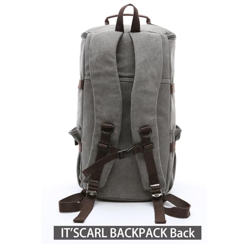 IT'SCARL Mens backpack, Large backpack for travel, Carry-on, canvas bag, 17 inch computer waterproof back pack(grey) - color: Grey