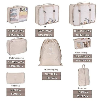 Travel Packaging Cube,8-piece set of travel cube, Foldable luggage Storage Bag, lightweight luggage Storage Bag (Pink)