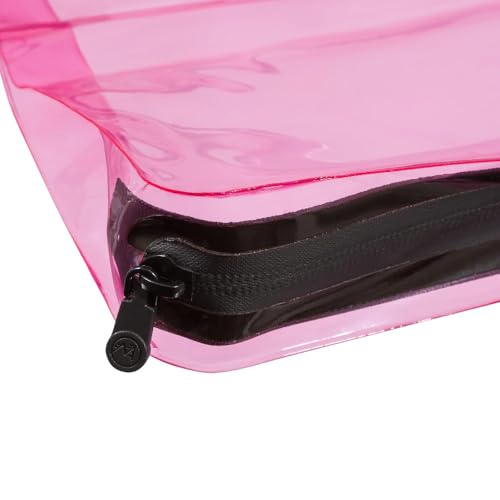 Clear Travel 3- Compartment Toiletry & Makeup Bag Organizer - color: Pink, size: 9X9