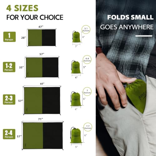 Frelaxy Pocket Picnic Blanket, Waterproof Blanket for Beach Festival - color: Army Green, size: 35'' x 57''