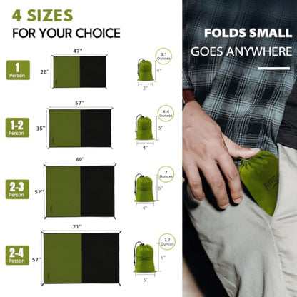 Frelaxy Pocket Picnic Blanket, Waterproof Blanket for Beach Festival - color: Army Green, size: 35'' x 57''