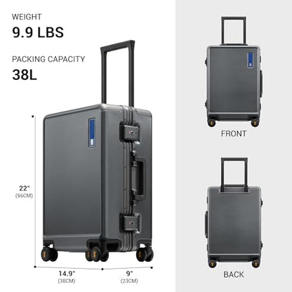 LEVEL8 Zipperless Carry On Luggage Hardshell Suitcases with Wheels 20" Grey - color: Grey, size: Carry-On 20 Inch (Without Organizers)