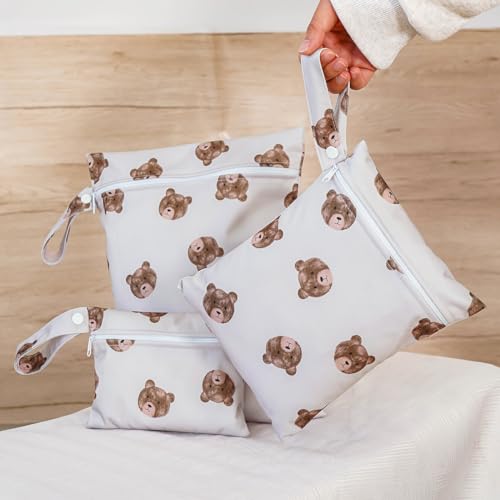 Happy Flute 3 Set Wet Bag Storage Bag Zipper Waterproof Washable - color: HF01