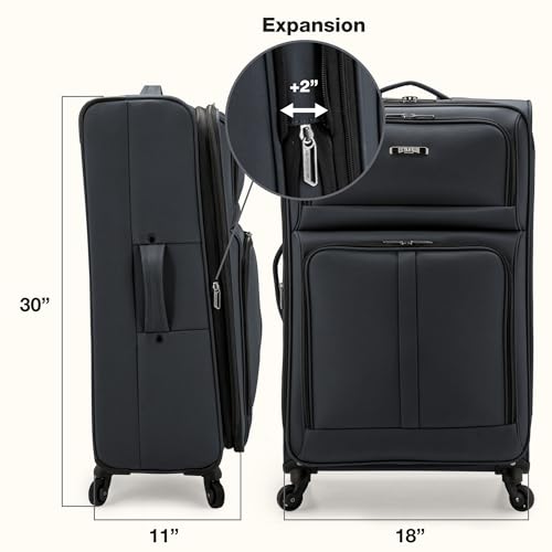 U.S. Traveler Anzio Softside Expandable Luggage with Spinner Wheels, Dark Grey, 30-Inch Large - color: Dark Grey, size: 30-Inch Large