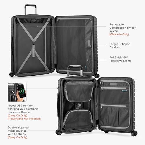 Traveler's Choice Archer Polycarbonate Hardside Spinner Luggage Set, Tie Down Straps, Grey, Carry-On 21-Inch - color: Grey, size: 1-Piece (Carry-On 21-Inch)