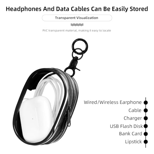 Linsaner 2 Pack Transparent Tech Pouch Storage Bags, Black + Black - color: A2-Black+Black