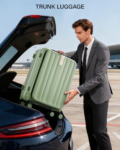 Hanke 20 Inch Carry-On Luggage with Wheels PC Hard Shell Suitcases Top Opening Aluminum Frame Travel Luggage Suitcases for Woman Men.(Bamboo Green) - color: Bamboo Green, size: 20 Inch