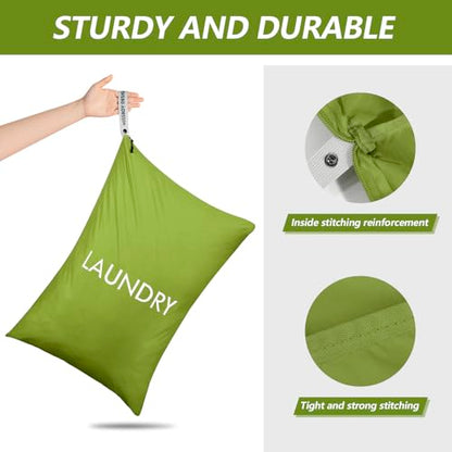 Travel Laundry Bag with Zipper, Nylon Lightweight Dirty Clothes Organizer - color: Green