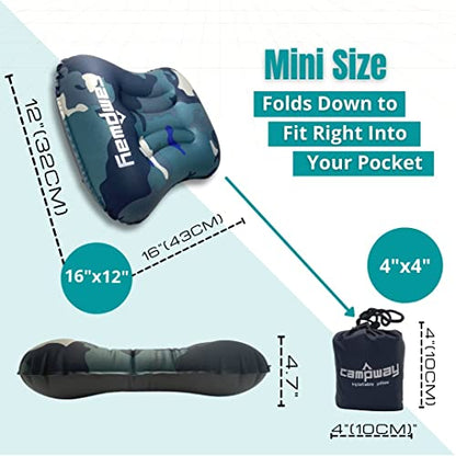 Ultralight Inflatable Camping and Travel Pillow - 2-Pack - Camouglage - color: Camouflage