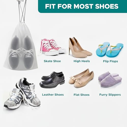 Large Shoe Bags for Travel, 5 Pack Waterproof Drawstring Storage Bags