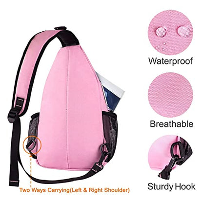 MOSISO Small Sling Bag for Men, Crossbody Shoulder Chest Daypack Bag - color: Light Pink