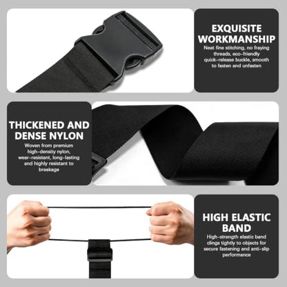 3-Pack Adjustable Luggage Connector Straps, Elastic Strap Set for Suitcase - color: 3-Black
